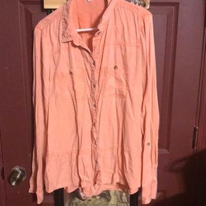 New Directions XXL high low button up peachy pink color worn once